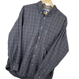 Vintage Columbia Men's Long Sleeve Button-Down Shirt Size Large Gray Plaid
